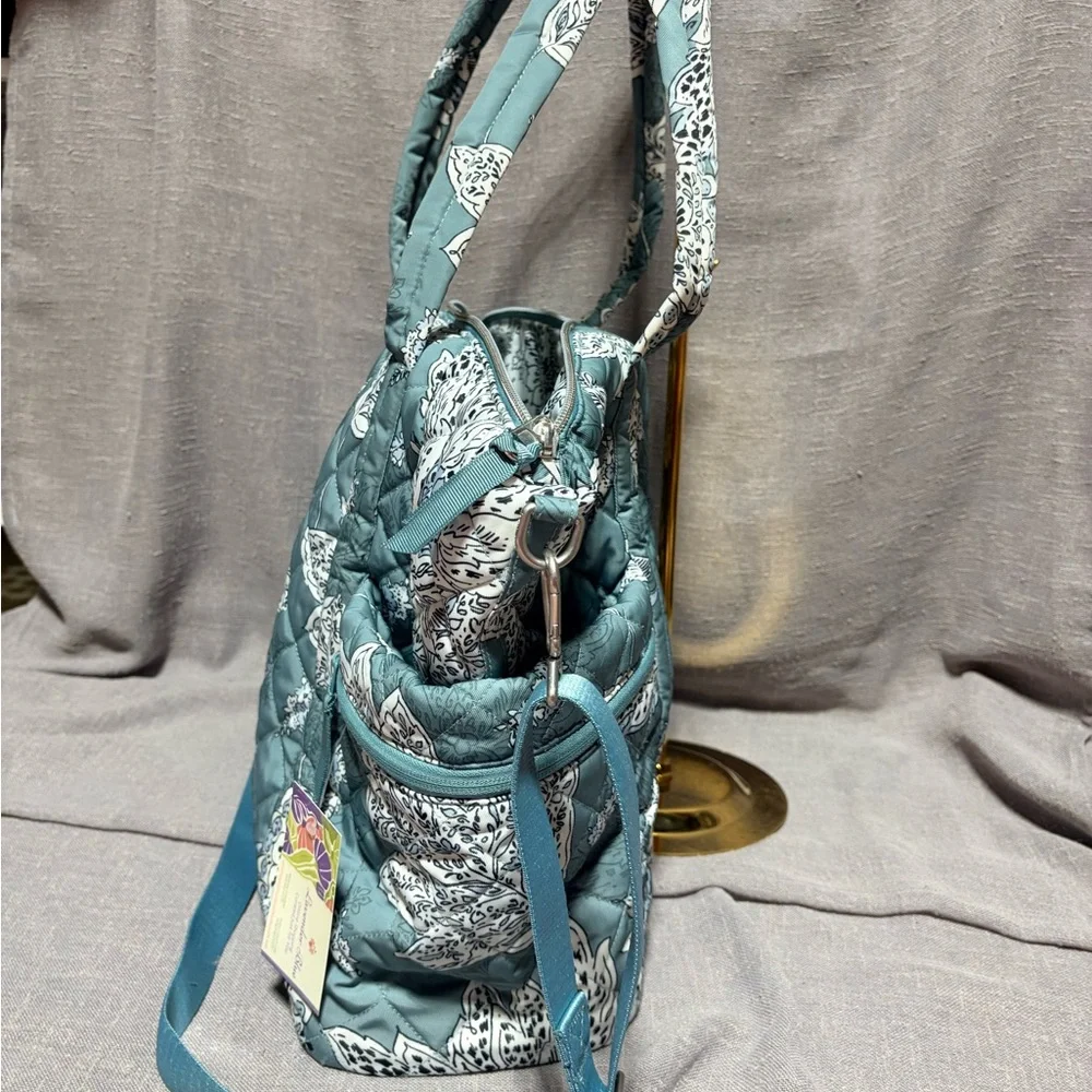 Vera Bradley Quilted Floral Tote Bag in Teal Blue - Picture 3 of 7
